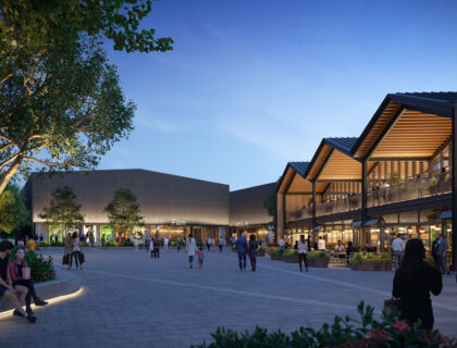thumbnail image for Food hall in the foreground, with cinema and entertainment centre in the background