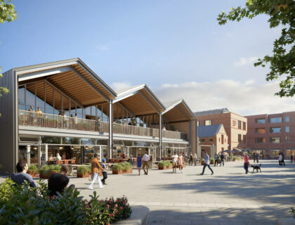 thumbnail image for Public space looking towards the Food hall, Digital Skills and Innovation Centre and town centre apartments