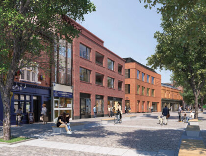 thumbnail image for View on Abbey Street of town centre apartment block and Digital Skills and Innovation Centre